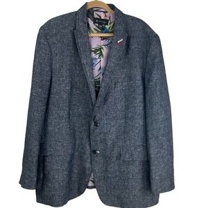 INC International Concepts Slim Fit 100% Linen Blue Blazer Sport Coat Men’s XXL